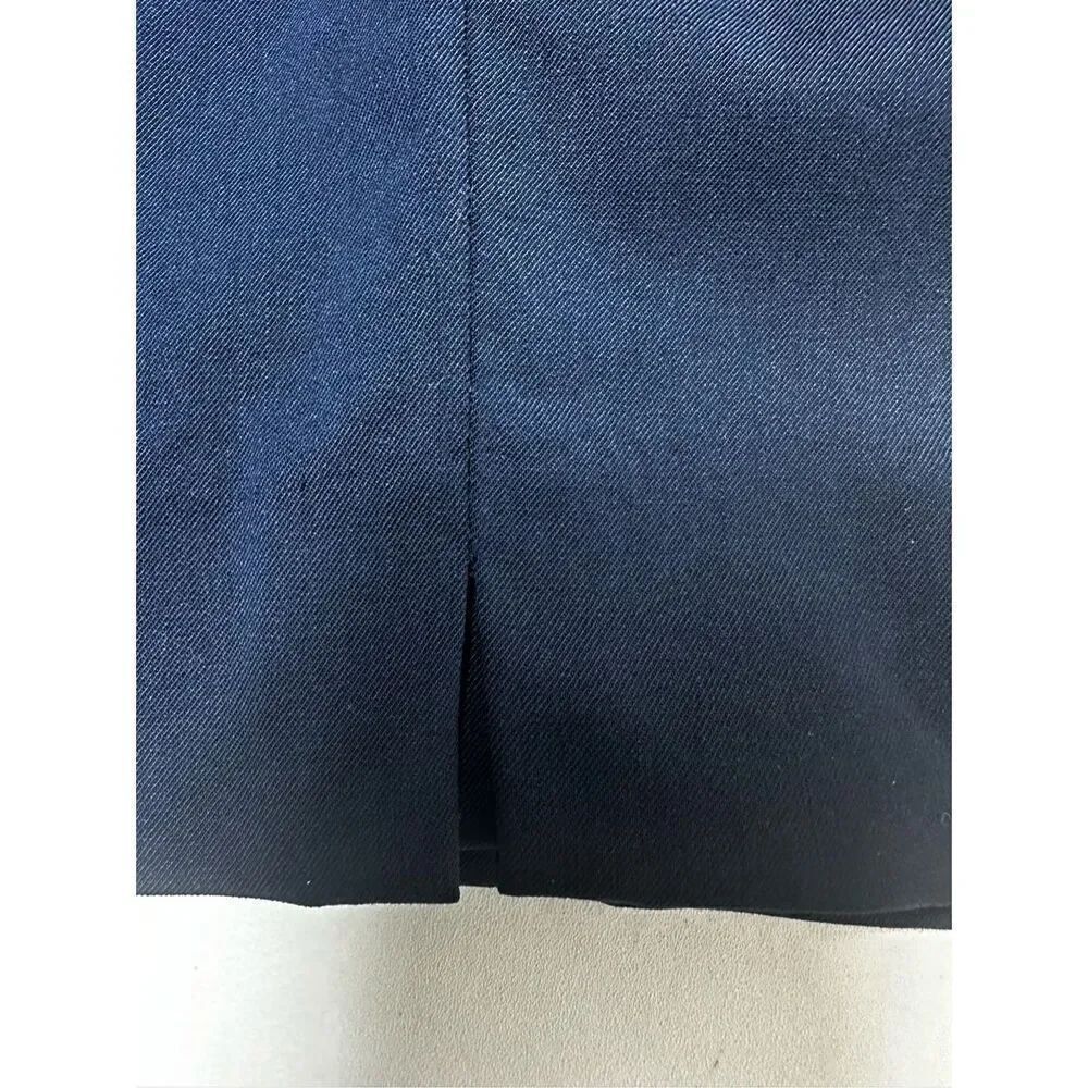 Lafayette 148 Sz 12 Straight Leg Dress Pants Navy Blue Side Zip Wool Blend *Note - Picture 10 of 16